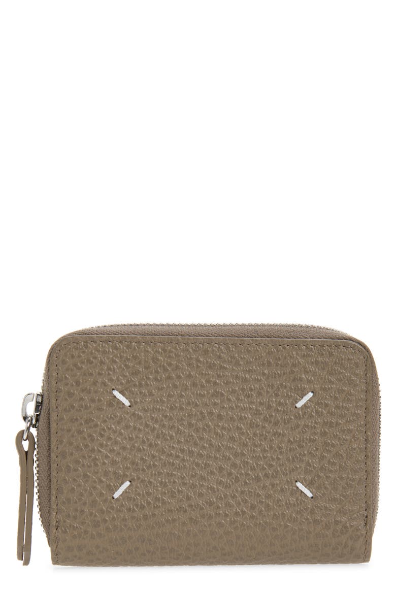 Zip Around Leather Coin Pouch, Main, color, TAUPE/ AMANDE