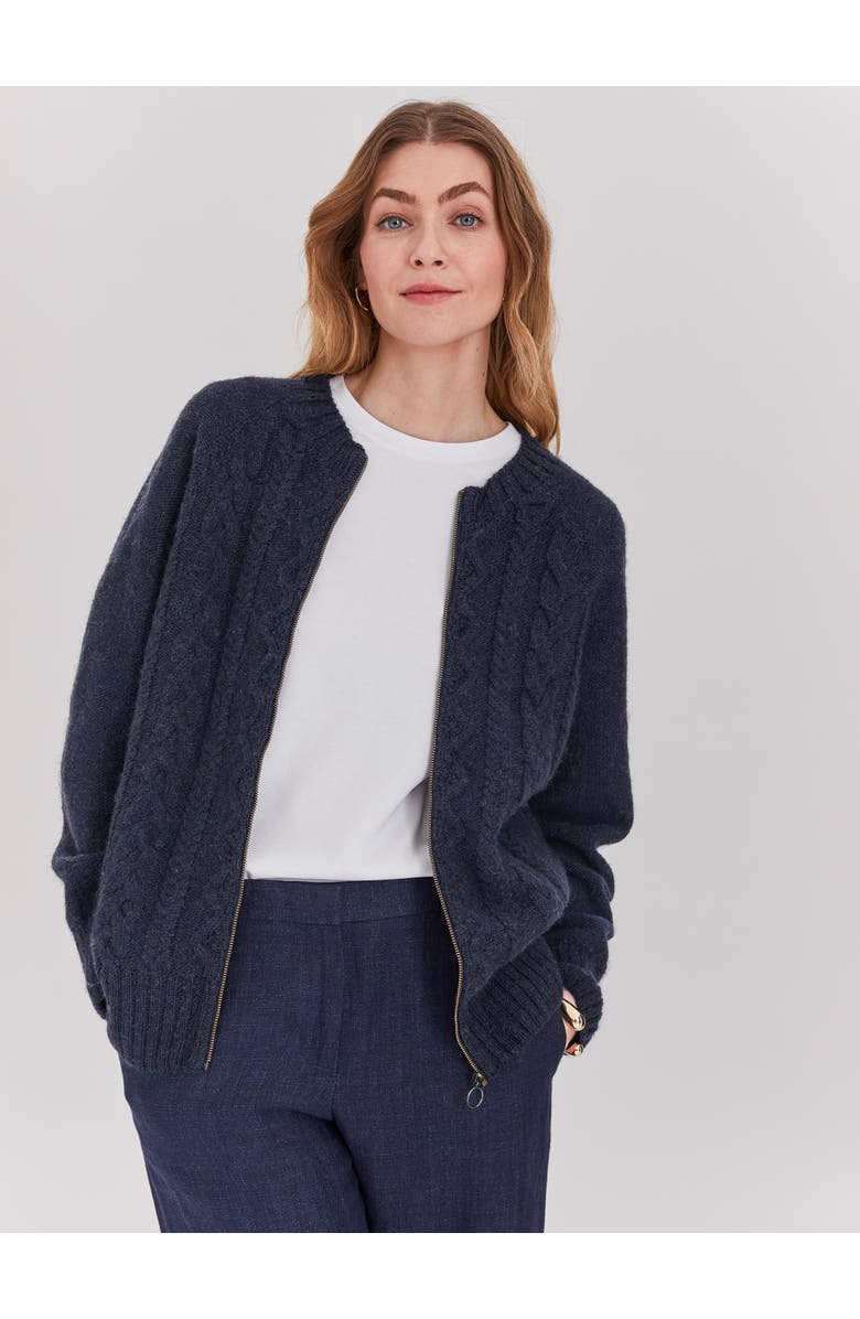 Celtic & Co. British Wool Cable Zip Cardigan, Main, color,