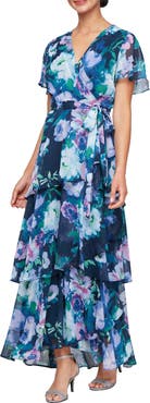 SL FASHIONS Floral Tiered Gown