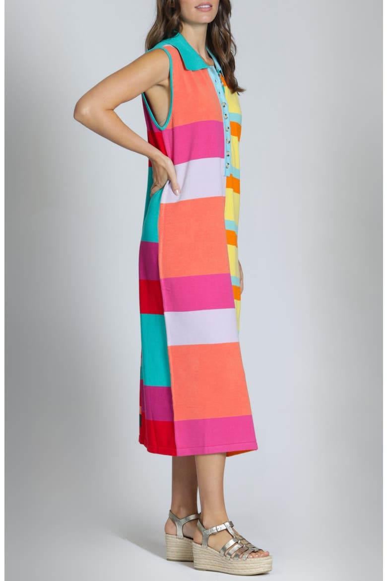 Stripe Polo Dress, Alternate, color, YELLOWPINK MULTI