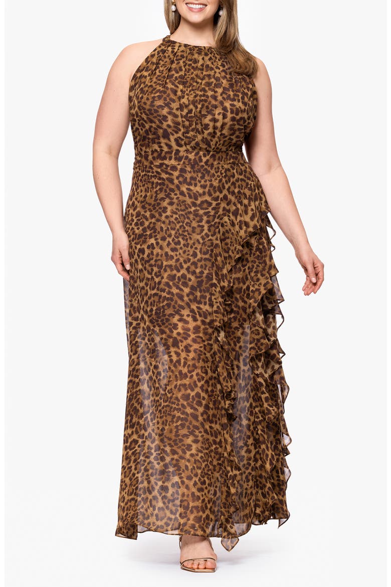 Cheetah Print Flutter Dress, Main, color, BROWN/ MULTI
