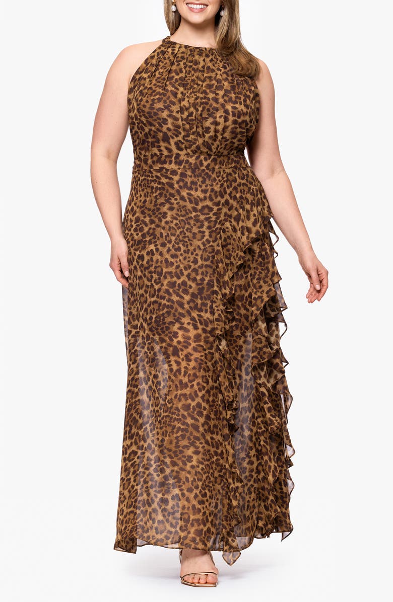 Betsy & Adam Cheetah Print Flutter Dress, Main, color, Brown/ Multi