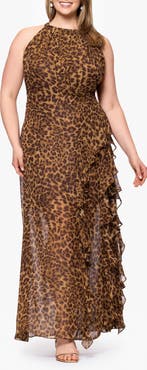 Betsy & Adam Cheetah Print Flutter Dress