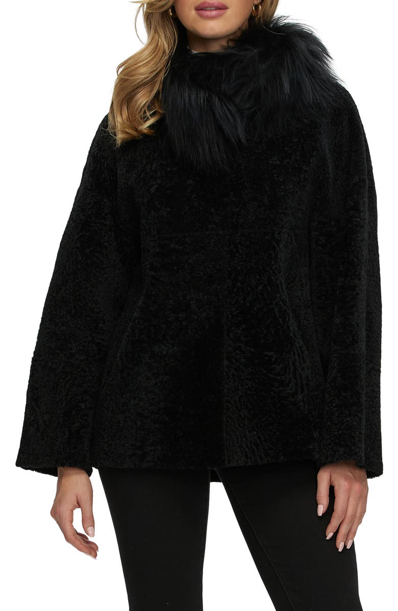 GORSKI Reversible Genuine Shearling Jacket with Genuine Shearling Collar, Main, color, Black