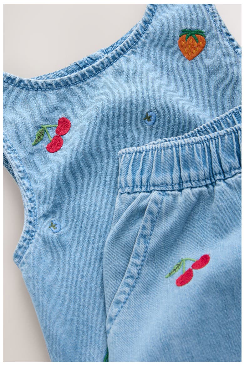 Kids' Embroidered Denim Tank & Pants Set, Alternate, color, BLUE