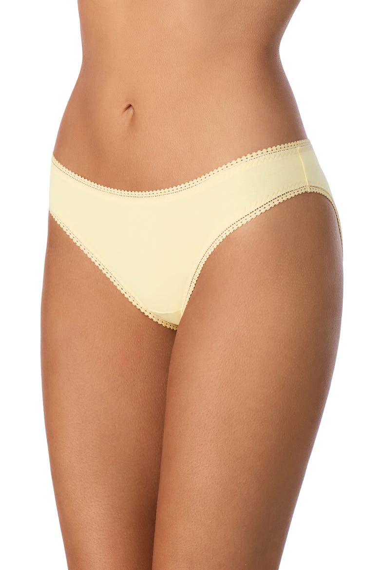 Cabana Stretch Cotton Bikini, Main, color, BANANA CREAM