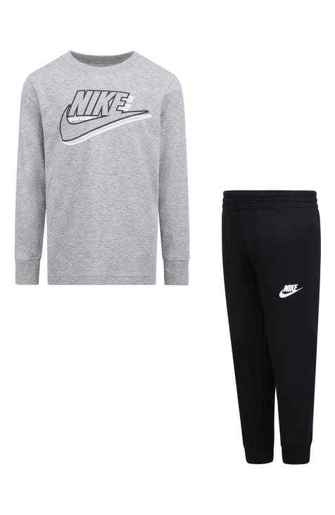 Kids' Swoosh Long Sleeve Tee & Fleece Joggers Set (Toddler & Little Kid)