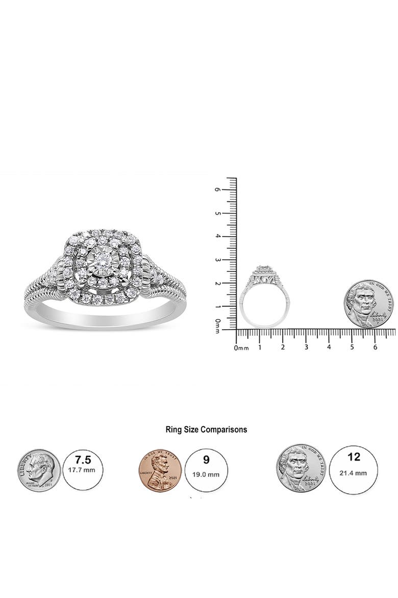 Silver 1/3 Cttw Diamond Halo Style Cocktail Ring, Alternate, color, Silver