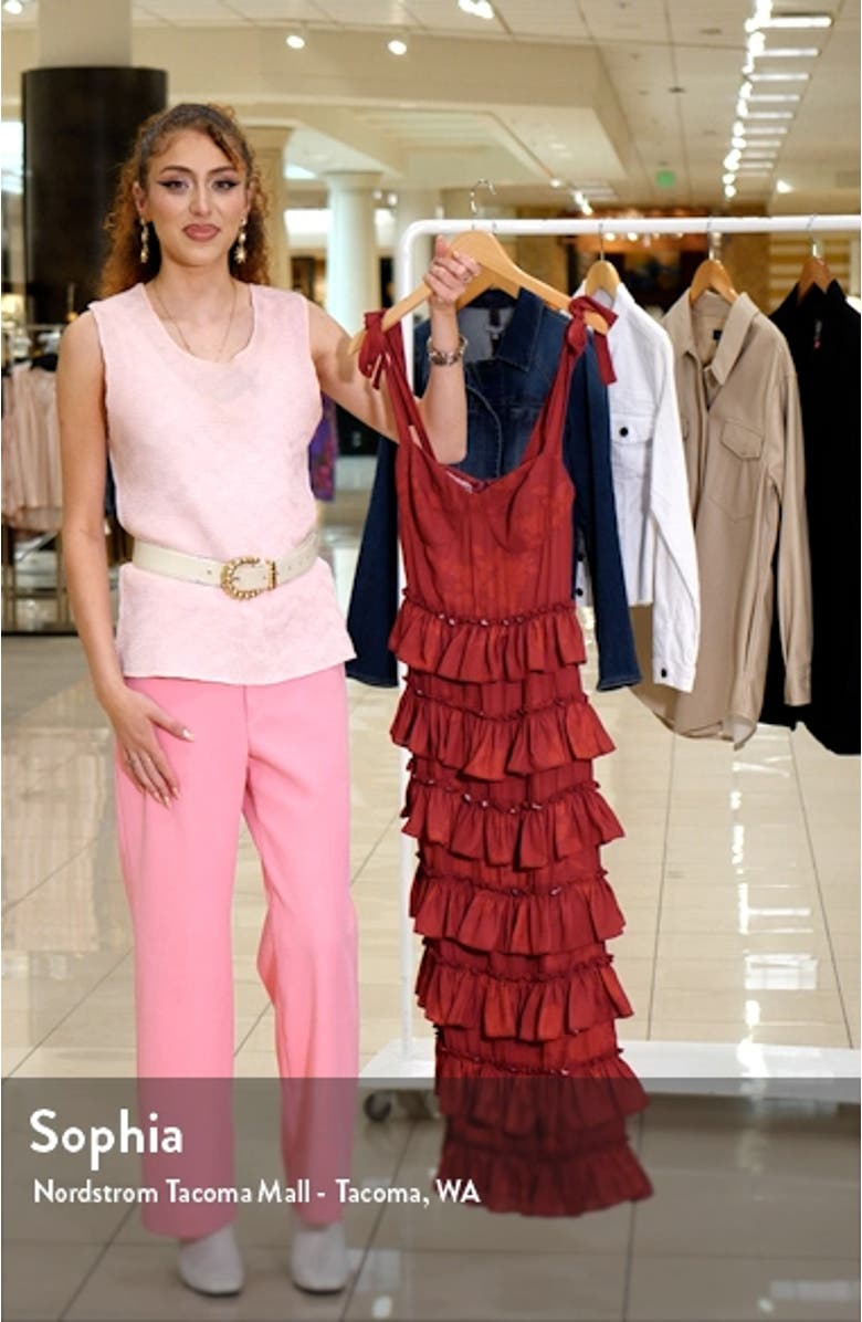 Masie Floral Tiered Ruffle Corset Dress, sales video thumbnail