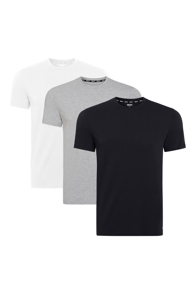 3-Pack Stretch Cotton Crewneck T-Shirts, Main, color, BLACK/BRIGHTWHITE/GREYHEATHER