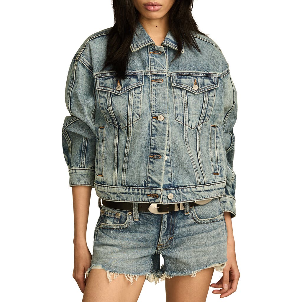 LUCKY BRAND LUCKY BRAND BARREL SLEEVE DENIM TRUCKER JACKET