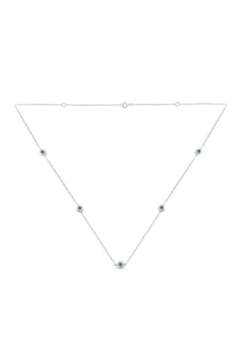 Silver Treated Blue Color Diamond Station Necklace, Main, color, White