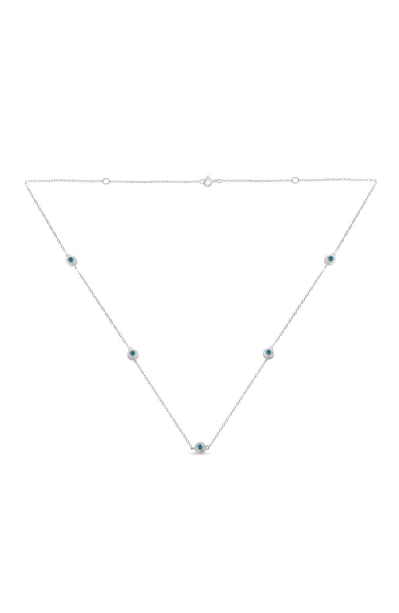Haus of Brilliance Silver Treated Blue Color Diamond Station Necklace, Main, color, White