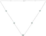 Haus of Brilliance Silver Treated Blue Color Diamond Station Necklace