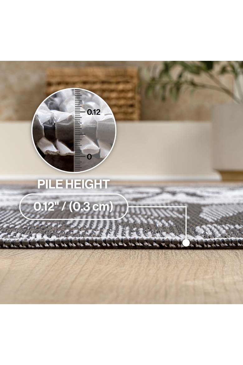 Bloom Modern Floral Foldable Waterproof Reversible Plastic Straw Outdoor Rug, Alternate, color, Gray/White