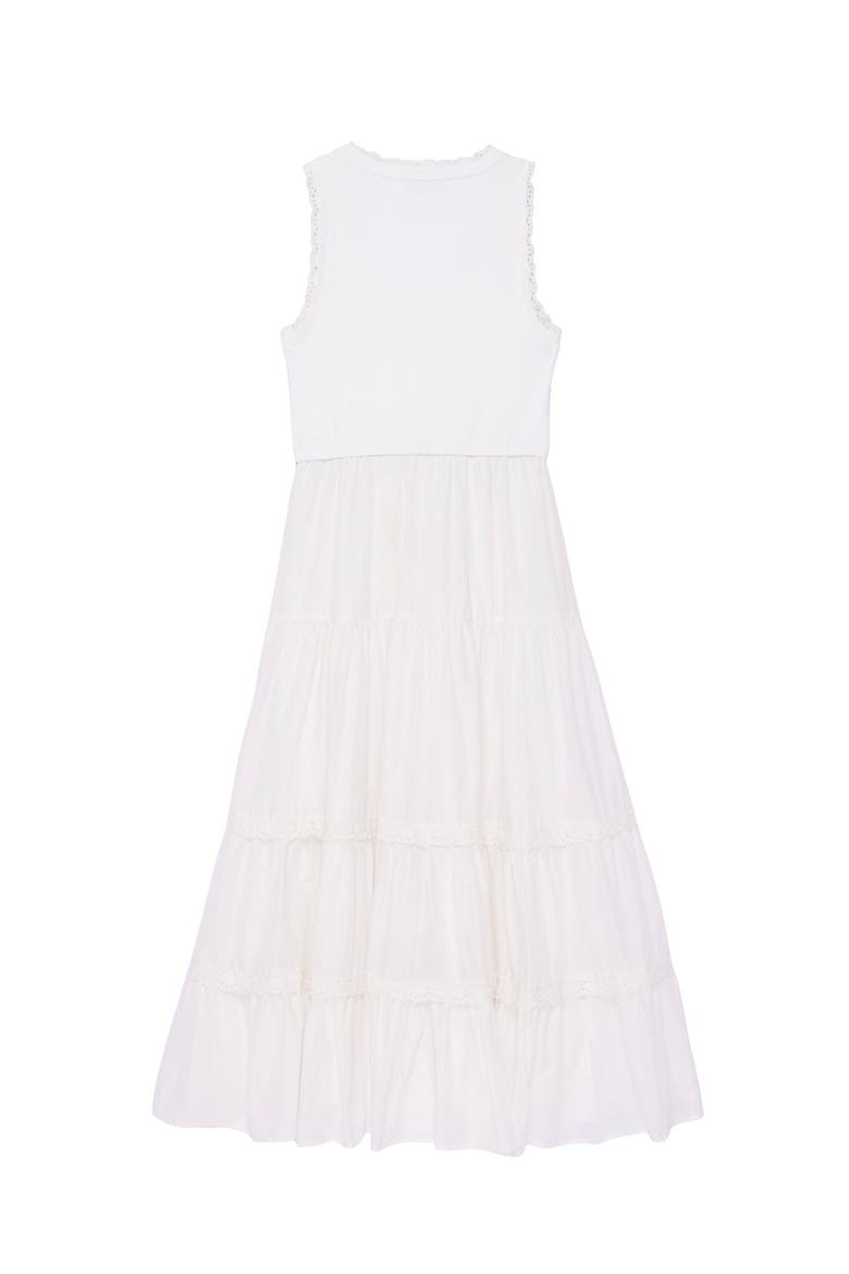 Crochet Trim Tiered Midi Dress, Alternate, color, Ivory