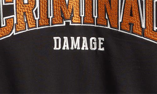 Criminal Damage Two Lives Oversize Half Zip Polo Sweatshirt In Black