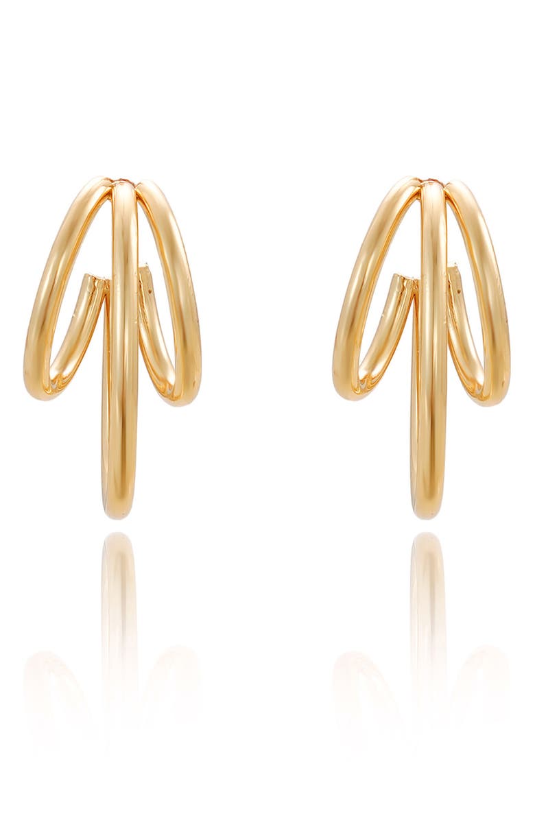 Ettika Triple Bar Hoop Earrings, Alternate, color, Gold