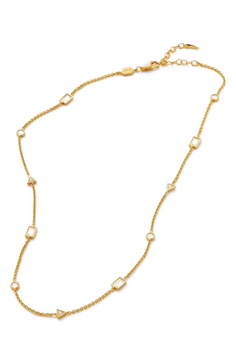Missoma Cubic Zirconia Station Chain Necklace, Alternate, color, Gold