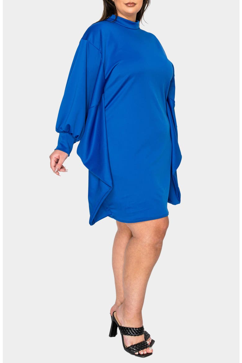 Alivera Cocoon Mock Neck Satin Minidress, Alternate, color, ROYAL