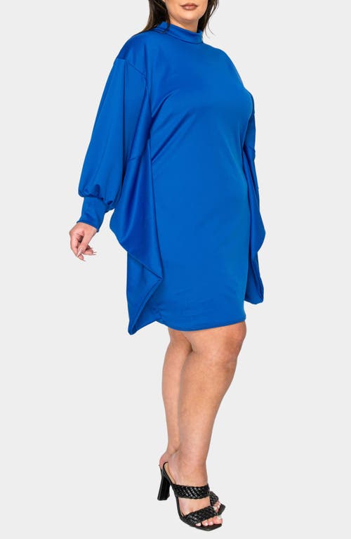 L I V D Alivera Cocoon Mock Neck Satin Minidress In Royal