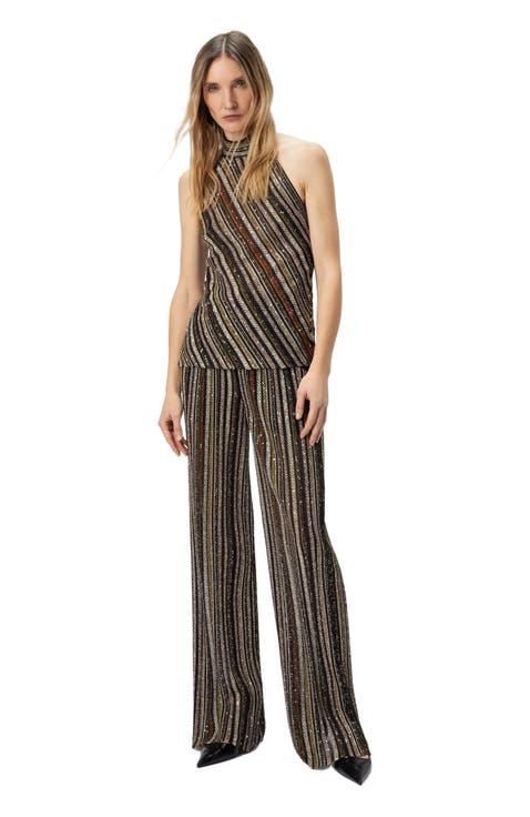 Halter Top In Herringbone Stripe Knit