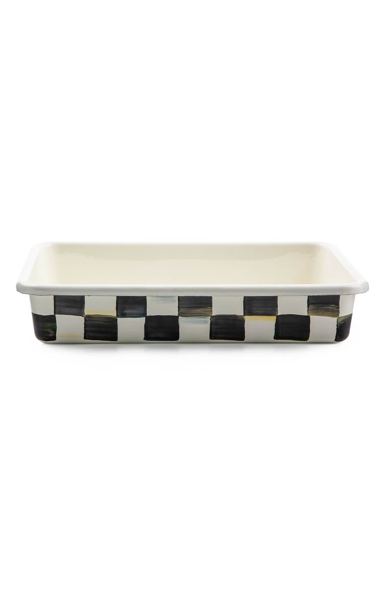 MACKENZIE CHILDS Courtly Check Enameled Steel Baking Pan, Alternate, color, Black/ White