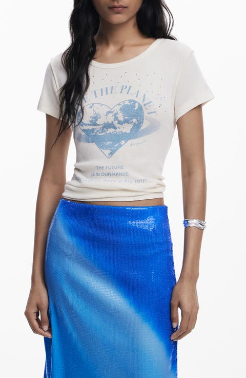 Love the Planet Embellished Cotton T-Shirt