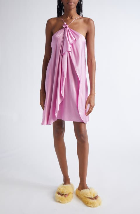 Dumika Draped Satin Halter Minidress