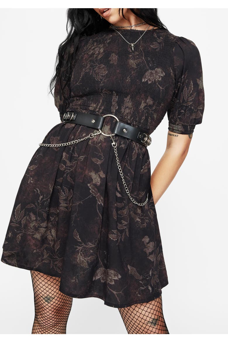 Ashmire Woodland Moth Mini Dress, Alternate, color, Black