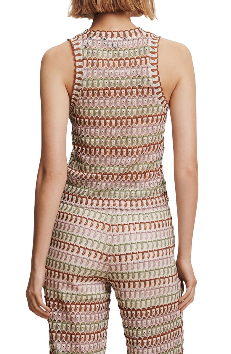 Veronica Beard Rhett Stripe Crochet Knit Tank, Alternate, color, Deep Ochre Dove Multi