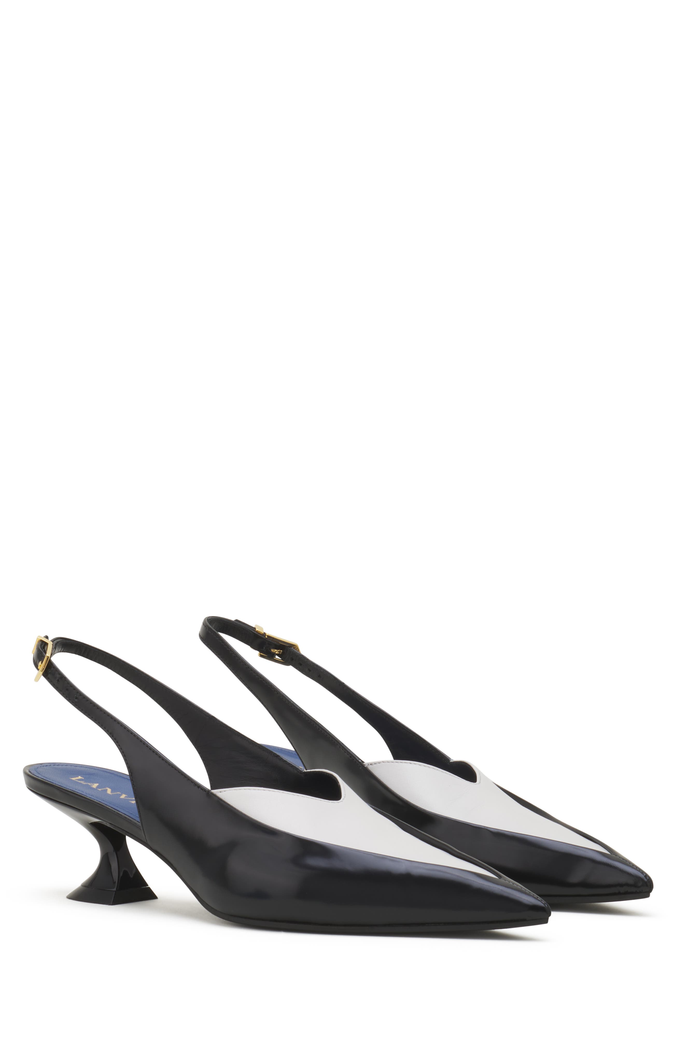 Serenade Slingback In Leather, Alternate, color, Black/White