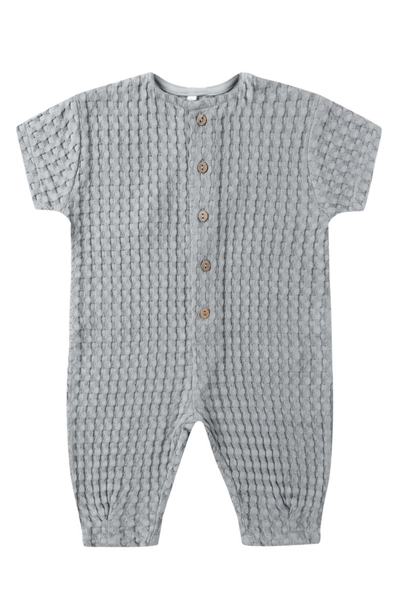QUINCY MAE Hayes Waffle Knit Romper, Main, color, Blue