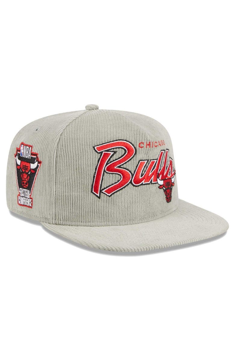 New Era Men's New Era Gray Chicago Bulls The Golfer Corduroy 9FIFTY Snapback Hat, Alternate, color,