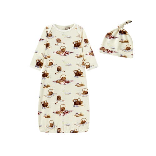 Milkbarn Organic Cotton Newborn Gown And Hat Set