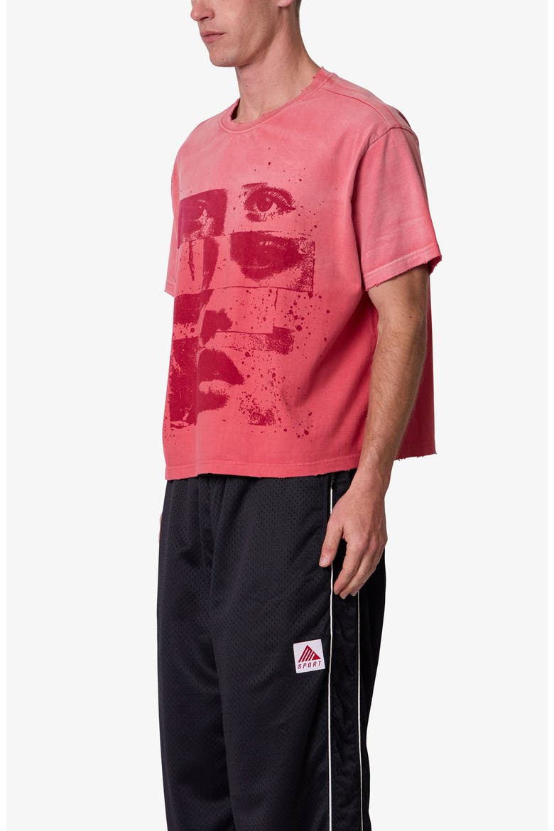 Face Distressed Graphic T-Shirt, Alternate, color, RED