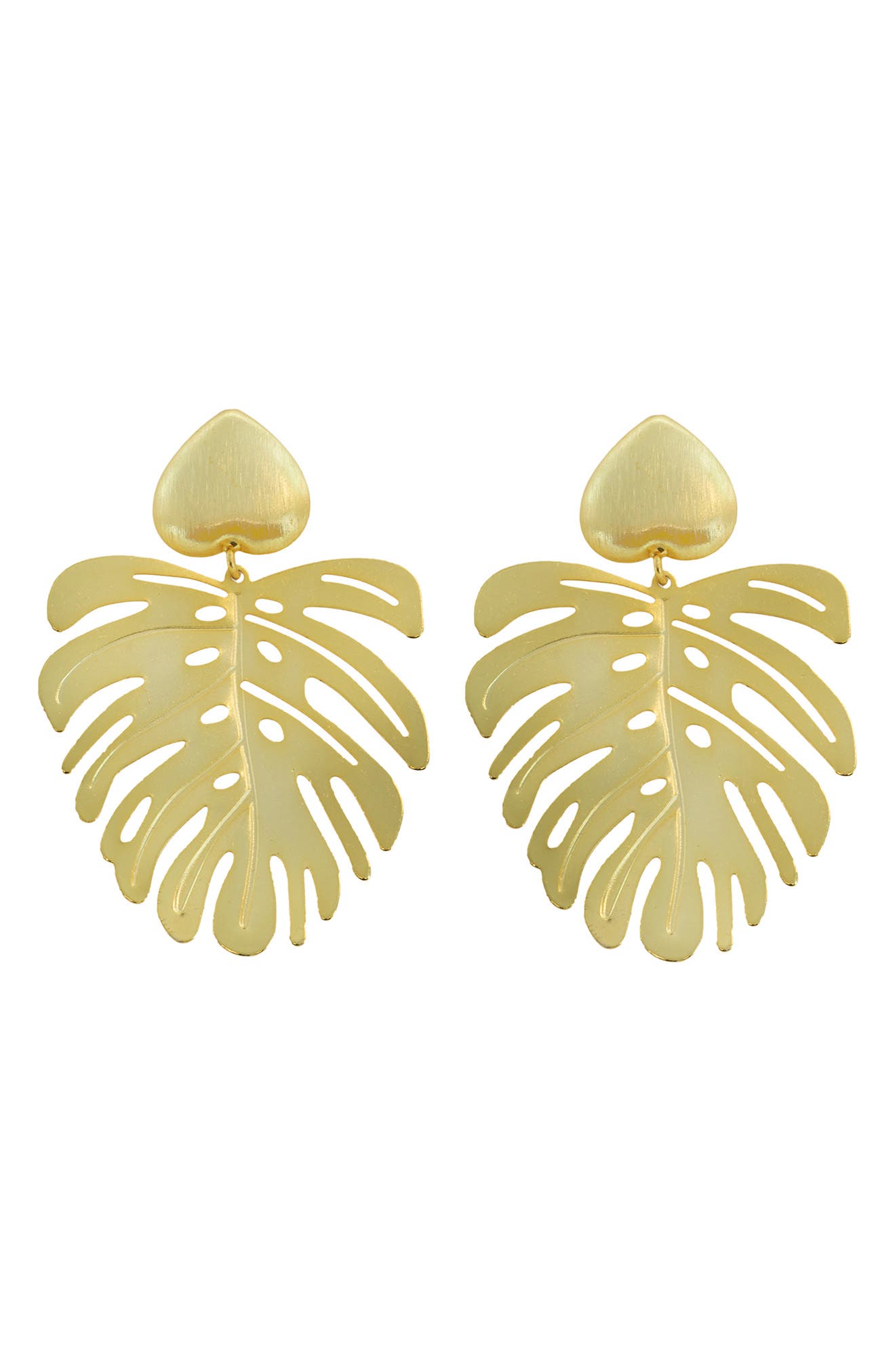 Panacea Brushed Palm Leaf Drop Earrings