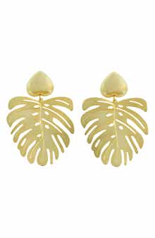 Panacea Brushed Palm Leaf Drop Earrings
