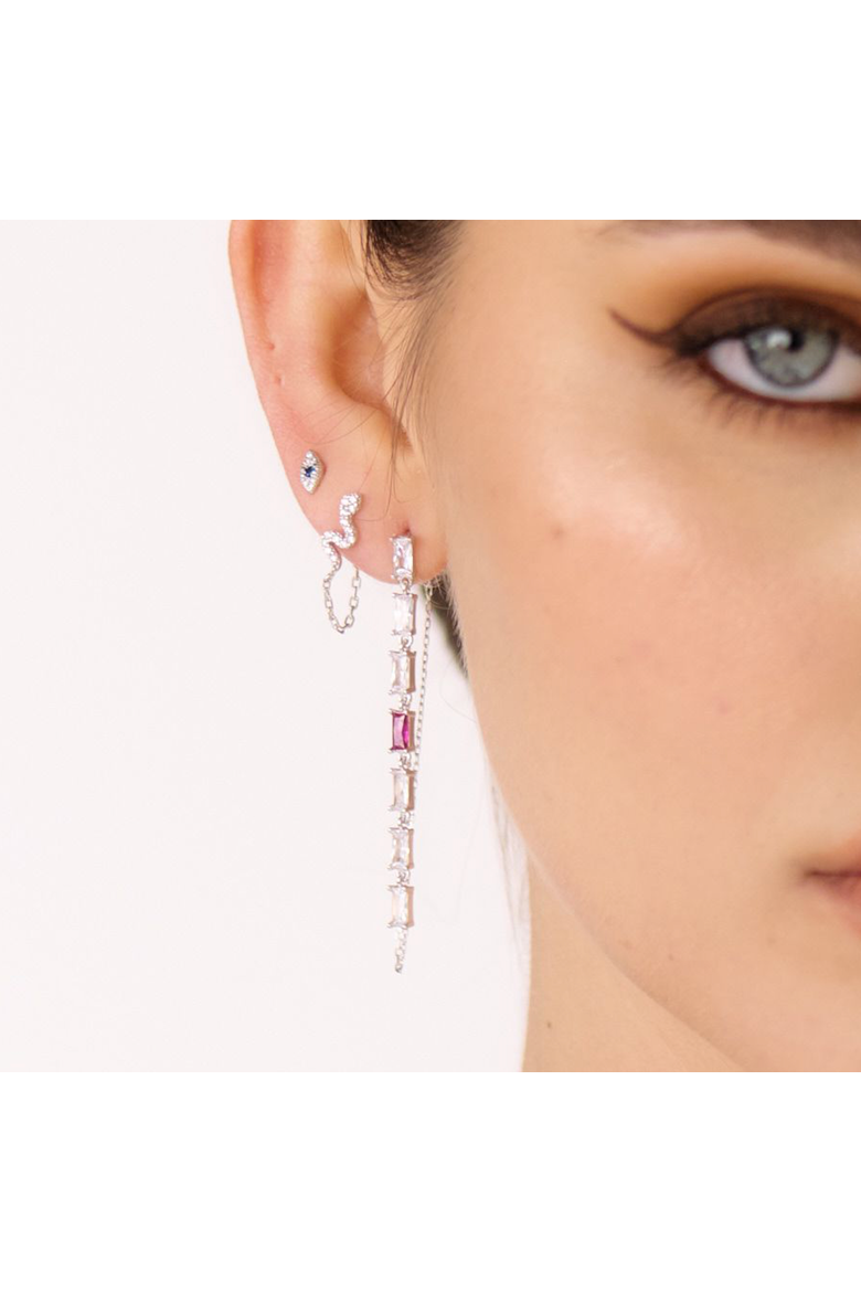Snake Chain Earrings, Alternate, color, Silver