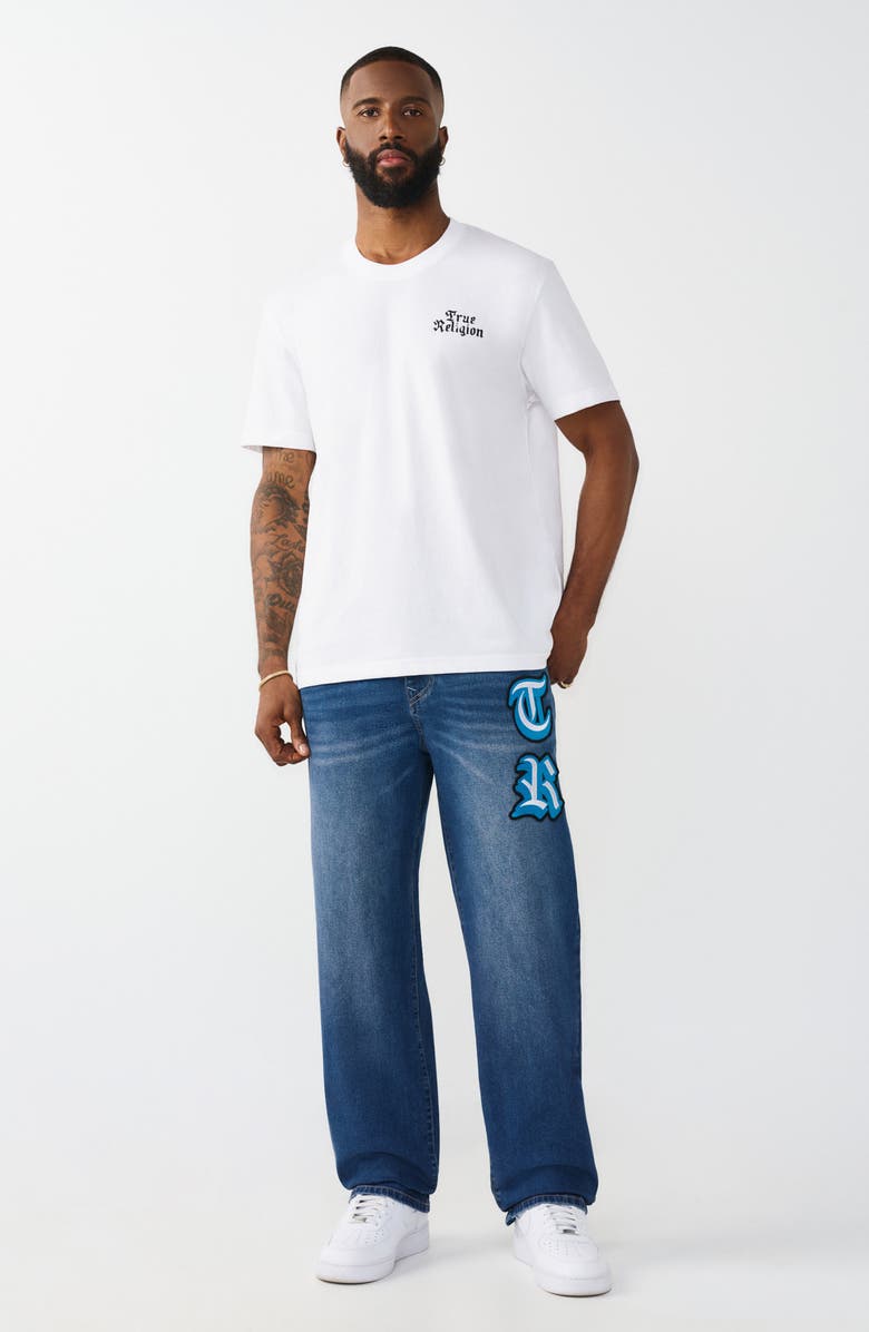 True Religion Bobby Appliqué Baggy Jeans, Alternate, color, Medium Blaze