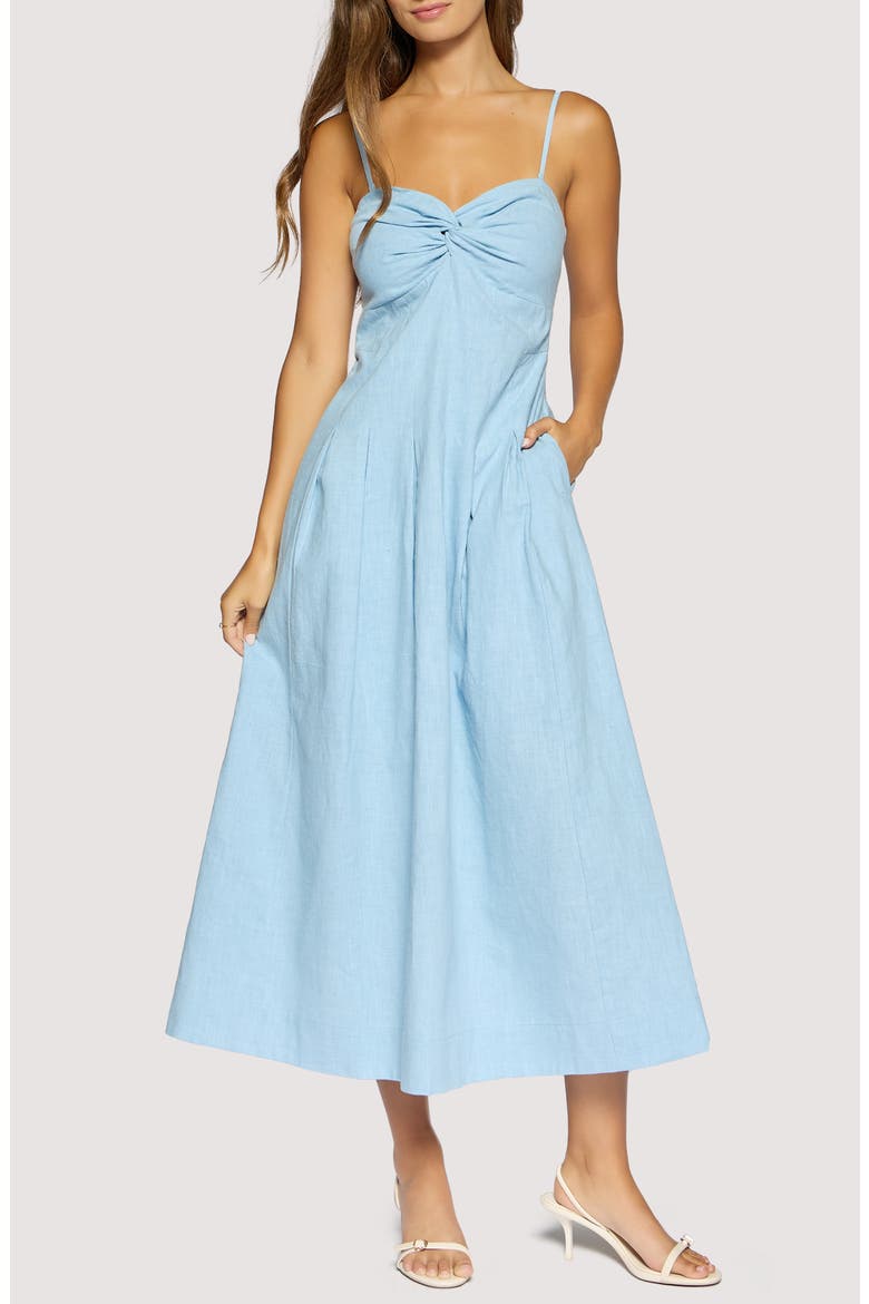 Coastal Voyage Linen & Cotton Dress, Main, color, LIGHT BLUE