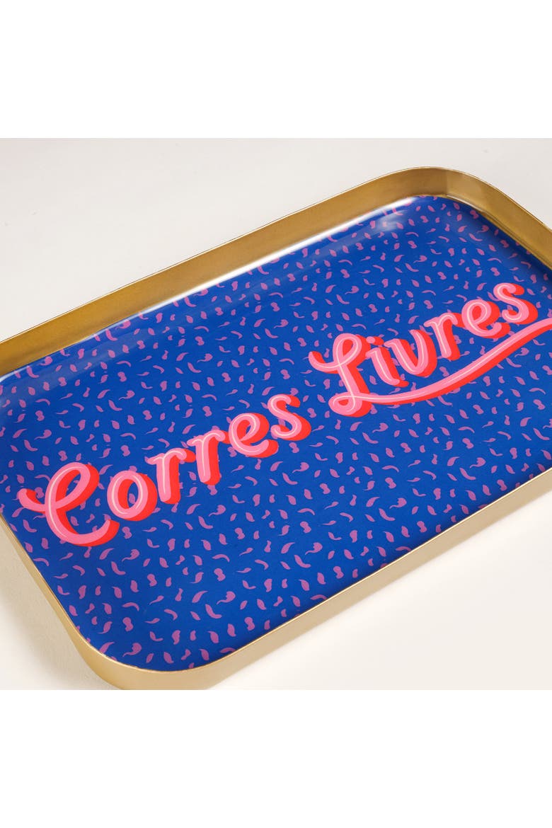 Agra Pattarned Rectangular Decorative Tray Curated Decor, Alternate, color, Blue