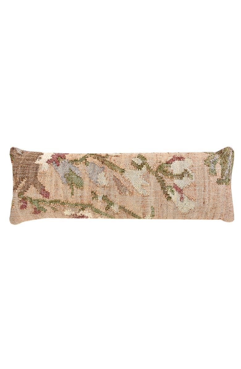 Anaya Elegant Floral Handwoven Pillow 14x40 with Down Insert, Main, color,