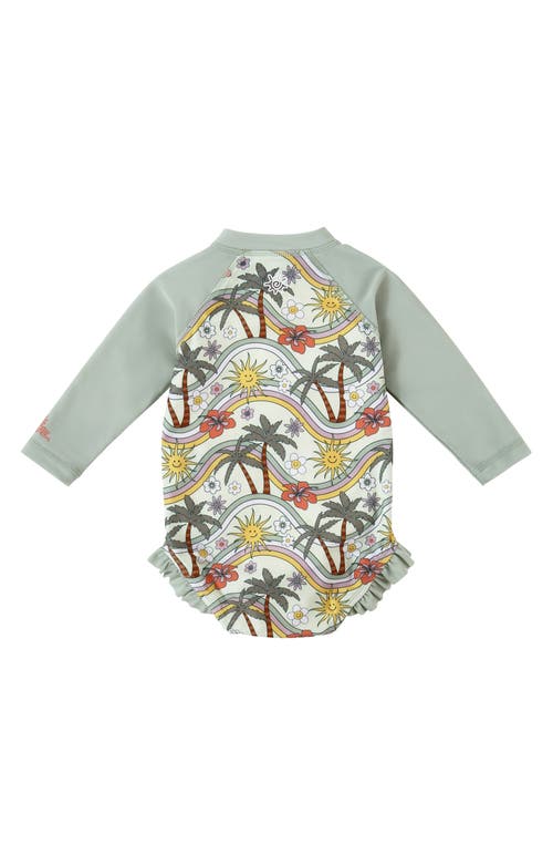 Uv Skinz Long Sleeve Ruffle Legged Swim Suit In Gray