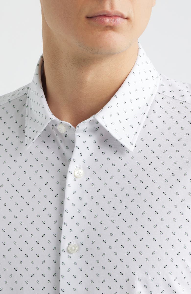 BOSS Roan Slim Fit Short Sleeve Button-Up Shirt, Alternate, color, White/ Green