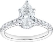 LuvMyJewelry Rasha 14K White Gold Pear Lab Grown Diamond Hidden Halo Engagement Ring - 2 Ct