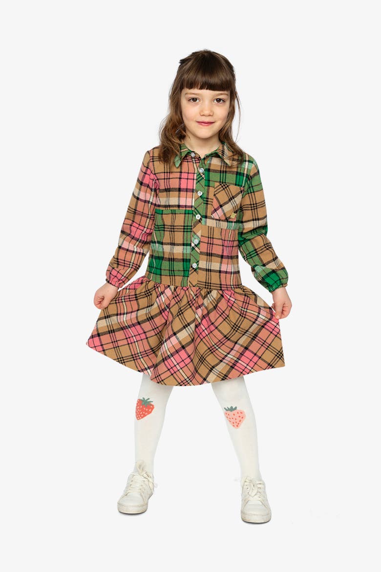 Plaid Button Front Chest Pocket Shirt Dress, Alternate, color, Plaid Pink and Green