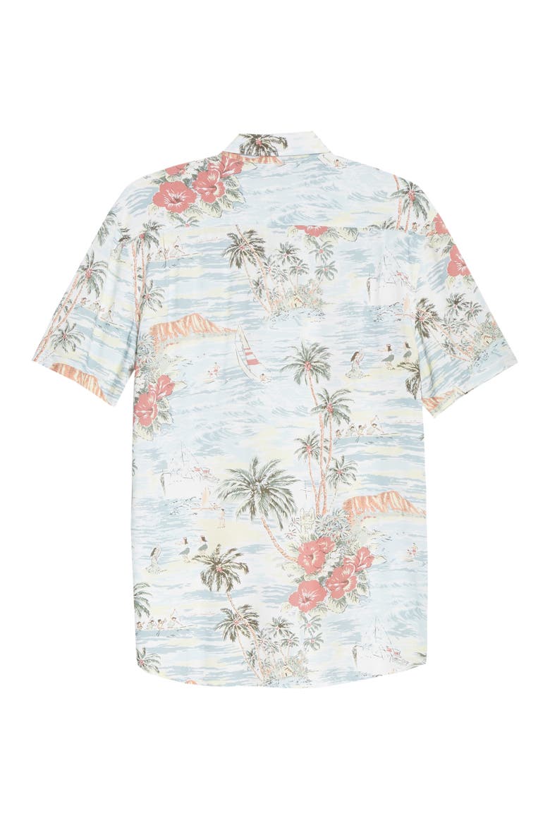 Kona Print Short Sleeve Button-Up Aloha Shirt, Alternate, color, ALOHA BLISS