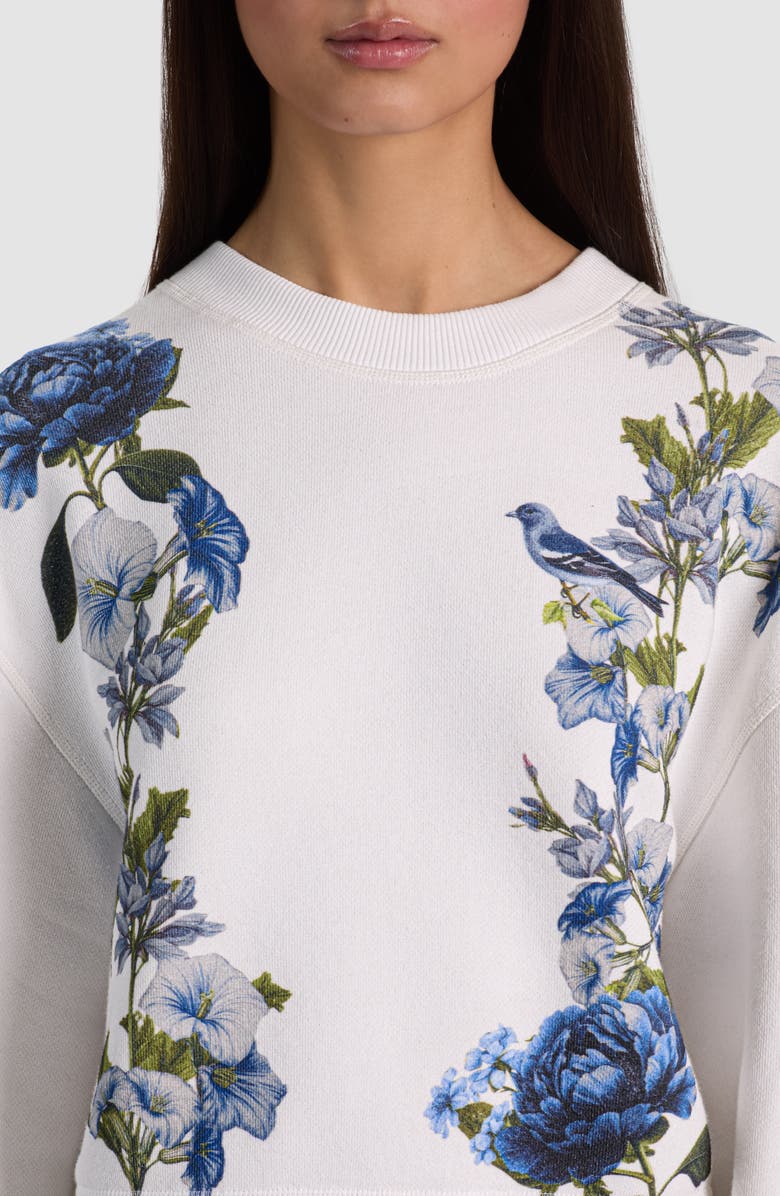 Alice + Olivia Russel Floral Print Sweatshirt, Alternate, color, American Beauty Off White