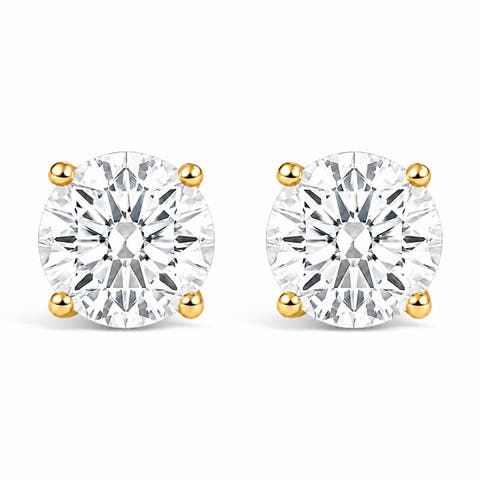 IGI Certified 14K Gold 1.00 Cttw Round Lab Grown Diamond Solitaire Stud Earrings